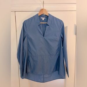 COS Lapel Neck Cotton Blue Shirt Blouse size 4